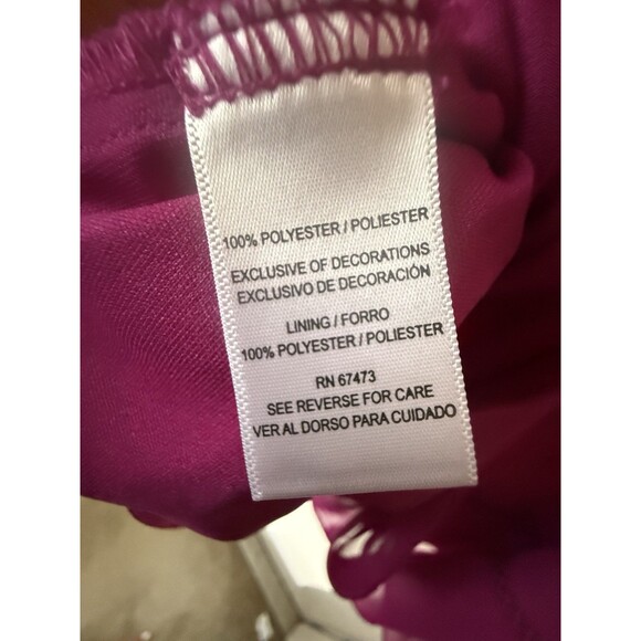 MAISON TARA FLARE PURPLE FUSIA RUFFLE DRESS SIZE 12 Crochet Fit And Flare - Picture 7 of 11